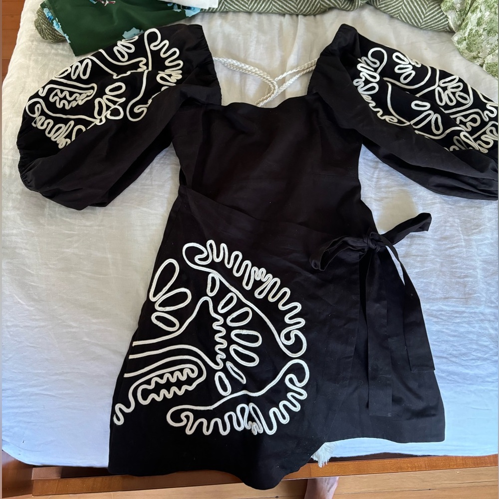 Alexis Vallini Wrap-skirt Embroidered Mini Dress